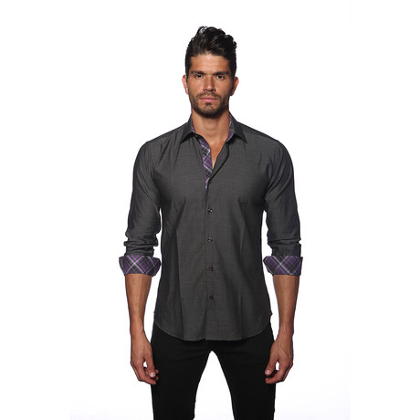 THOMAS Button-Up Shirt // Charcoal Sheen (S)