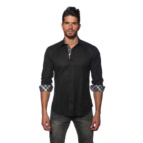 Thomas Button Up Shirt // Black + Grey (S)