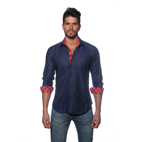 Long Sleeve Button Up Shirt // Dark Navy (S)