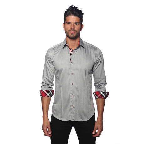 Long Sleeve Button Up Shirt // Light Grey (S)