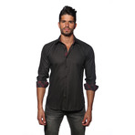 Long Sleeve Button Up Shirt // Black Stripe (2XL)