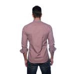 Long Sleeve Button Up Shirt // Red + Blue Gingham (L)