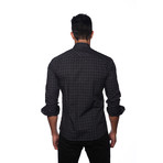 Long Sleeve Button Up Shirt // Black + Purple Check (M)