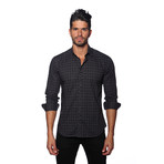 Long Sleeve Button Up Shirt // Black + Purple Check (L)