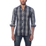 Jared Lang // Kali Button Up Shirt // Blue + White (L)