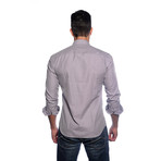 Long Sleeve Button Up Shirt // Navy + Purple Check (L)