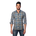 Kali Button Up Shirt // Grey + Turquoise Plaid (S)