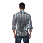 Kali Button Up Shirt // Grey + Turquoise Plaid (S)