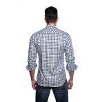 Long Sleeve Button Up Shirt // Navy + Blue Check Linen (XL)