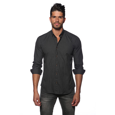 Long Sleeve Button Up Shirt // Black Check (XL)