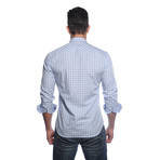 Jared Lang // Long Sleeve Button Up Shirt // Blue + Navy Check (2XL)