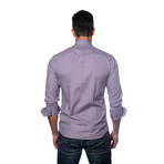 Long Sleeve Button Up Shirt // Purple Gingham (L)