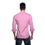 Long Sleeve Button Up Shirt // Fuchsia Gingham (2XL)