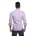 Long Sleeve Button Up Shirt // Lilac Gingham (2XL)