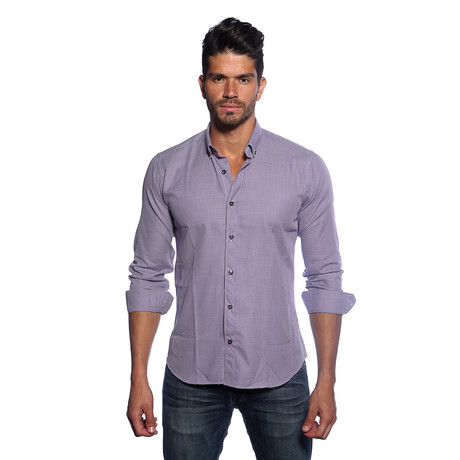 Long Sleeve Button Up Shirt // Purple (S)