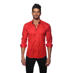 DYLAN Button-Up // Red Paisley Jacquard (2XL)