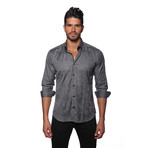 Dylan Button Up Shirt // Grey Jacquard (2XL)