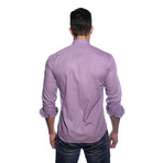 Long Sleeve Button Up Shirt // Fuchsia + Blue Check (L)