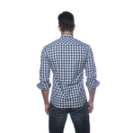 Long Sleeve Button Up Shirt // Blue Check (L)