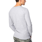 Long Sleeve Button Up T-Shirt // Grey Marle (XL)
