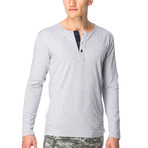 Long Sleeve Button Up T-Shirt // Grey Marle (L)