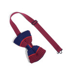 Knit Bow Pre Tied Tie // Two Tone Red & Blue