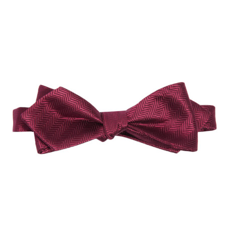 Solid Herringbone Bow Tie // Maroon