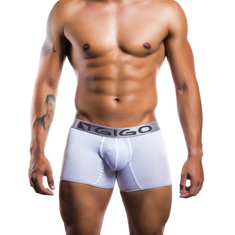 Gigo Sheen Boxer Long // White (Small (26"-28"))