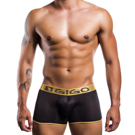 Gigo Sheen Boxer Long // Black (Small (26"-28"))