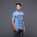 Stacked Logo Tee // Blue (L)