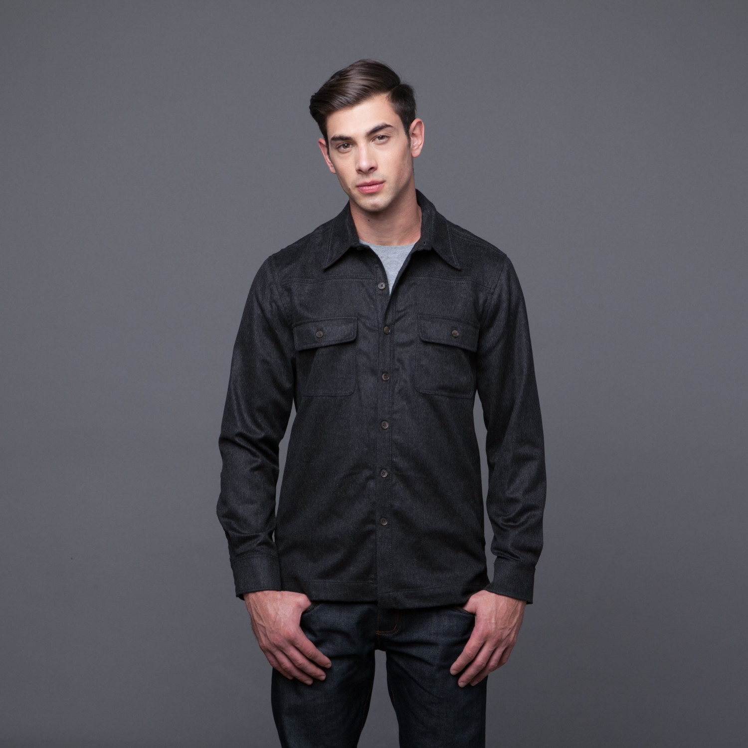 Cashmere Overshirt // Charcoal (XL) - Dawson Forte - Touch of Modern