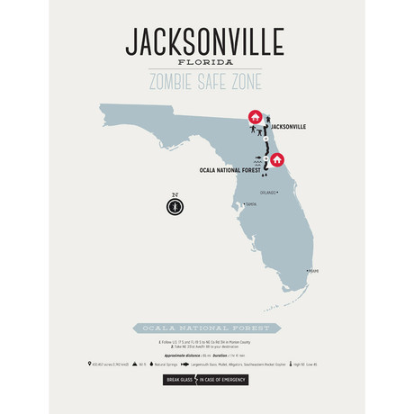 Zombie Safe Zone Map //Jacksonville (Steel Blue)