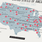 Zombie Safe Zone Map // USA (Steel Blue)