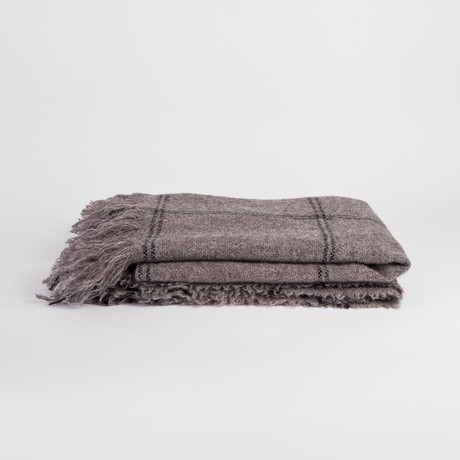 Brushed Wool Woven Throw // Black Check