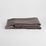 Brushed Wool Woven Throw // Ecru Vertical Line Twill