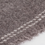 Brushed Wool Woven Throw // Ecru Vertical Line Twill