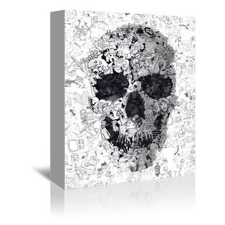 Doodle Skull BW (16"W x 20"H x 1.5"D)