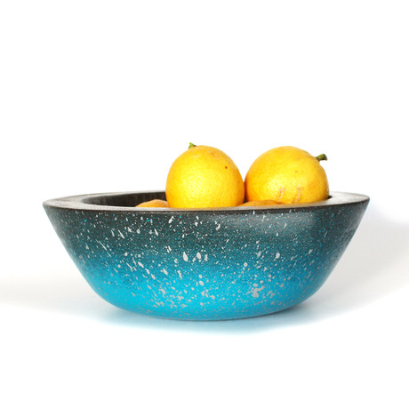 Concrete Bowl // Metallic Blue and Silver (Medium)