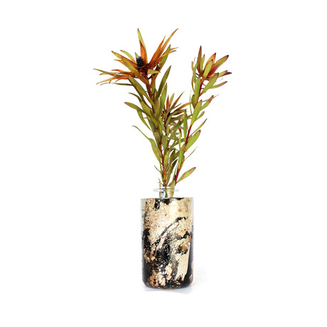 Concrete Vase // Marble Black and Gold