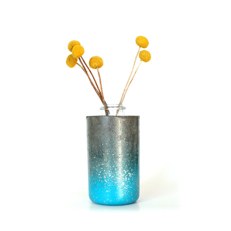 Concrete Vase // Metallic Blue and Silver