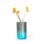 Concrete Vase // Metallic Blue and Silver