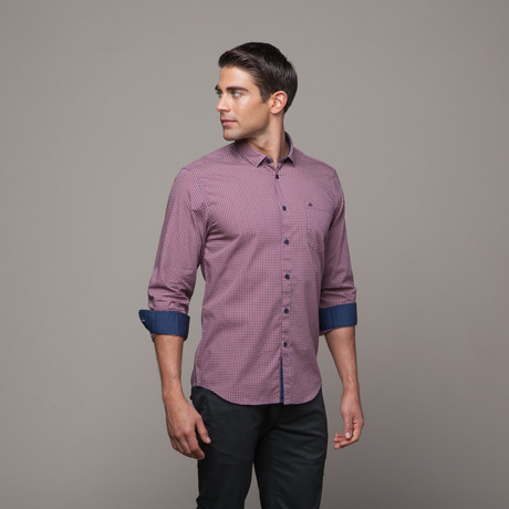 Hertford Long Sleeve Button Up // Red (L)