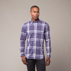 Rodin Hidden Button Down Shirt // Brown + Blue Plaid (2XL)