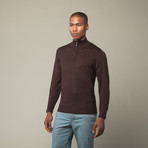 Washable Wool Quarterzip Pullover // Chocolate (M)