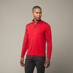 Washable Wool Quarterzip Pullover // Red (M)