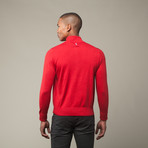 Washable Wool Quarterzip Pullover // Red (M)