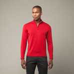 Washable Wool Quarterzip Pullover // Red (M)
