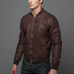 Cow Ferrari Leather Bomber // Brown (S)