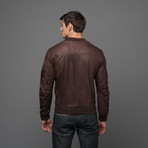 Cow Ferrari Leather Bomber // Brown (S)