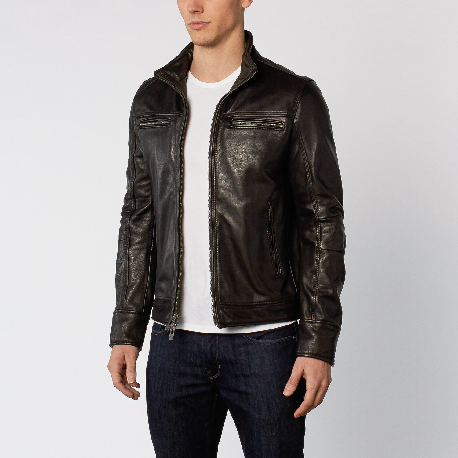 Wire Collar Leather Jacket // Black (S) - Rogue - Touch of Modern